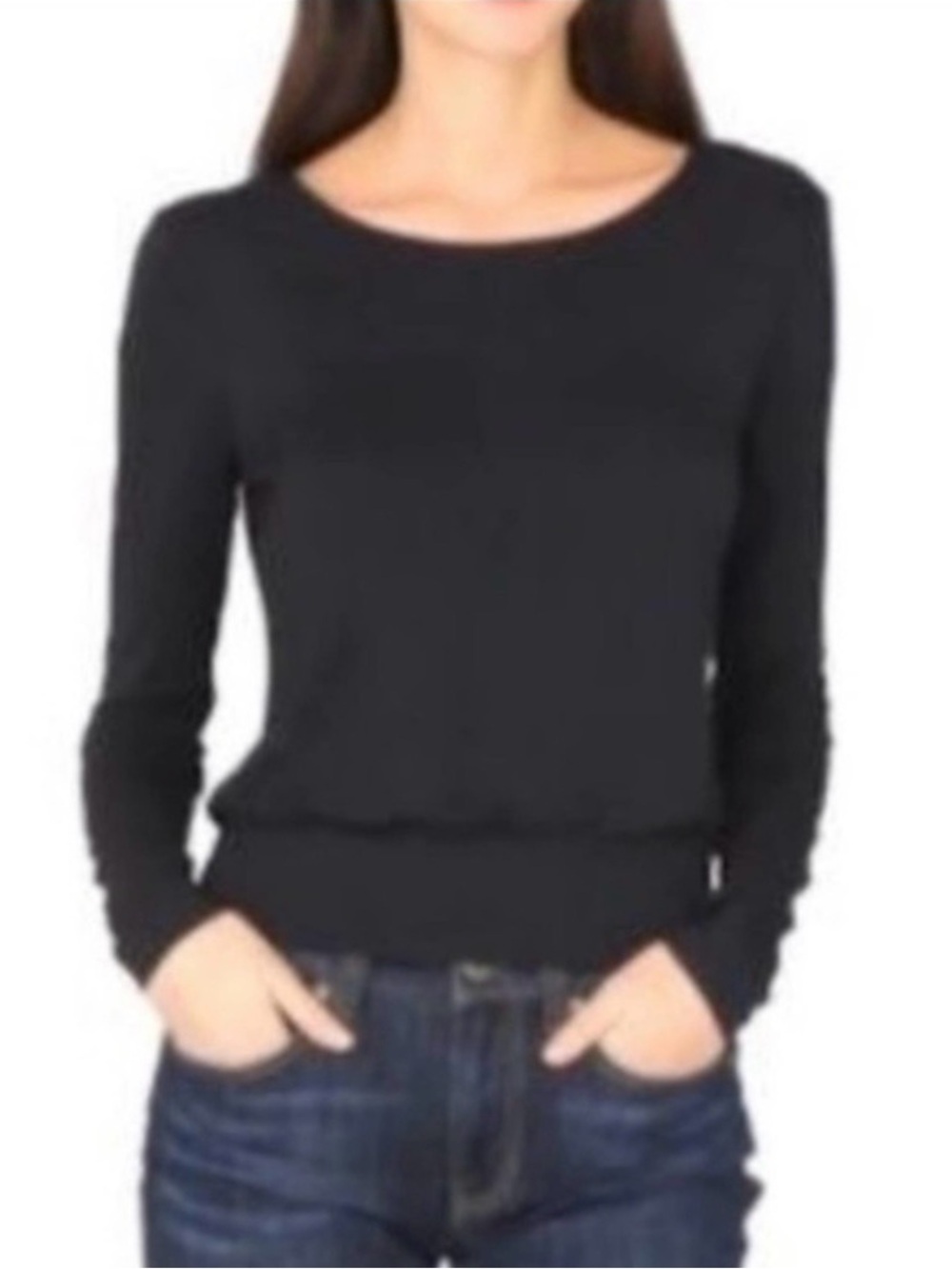 CAbi 3411 Formal Sweatshirt Knit Top Pleated Long Sleeve Soft Stretch Classic S